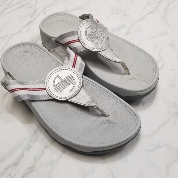 FitFlop Walkstar Gray Webbing Toe Post Sandal size 5‎ - Picture 1 of 16